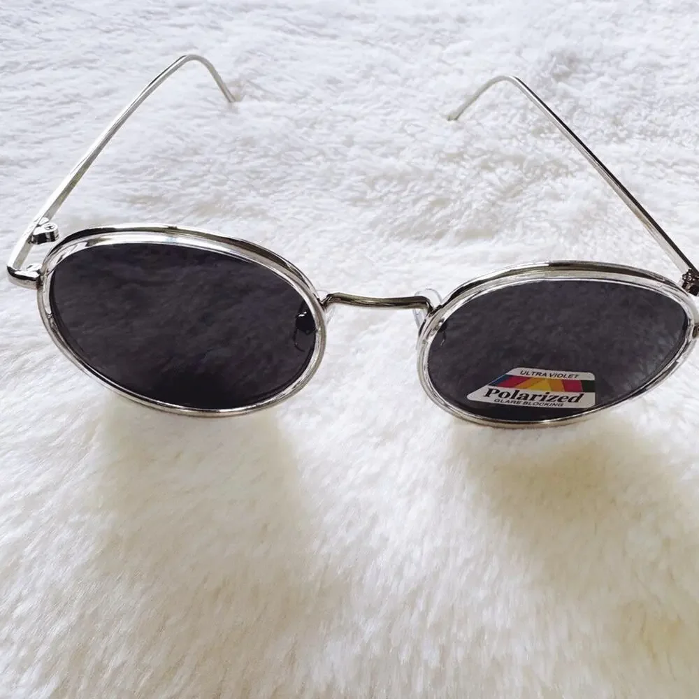 Dean Black w/ Silver Rims Round Sunglasses